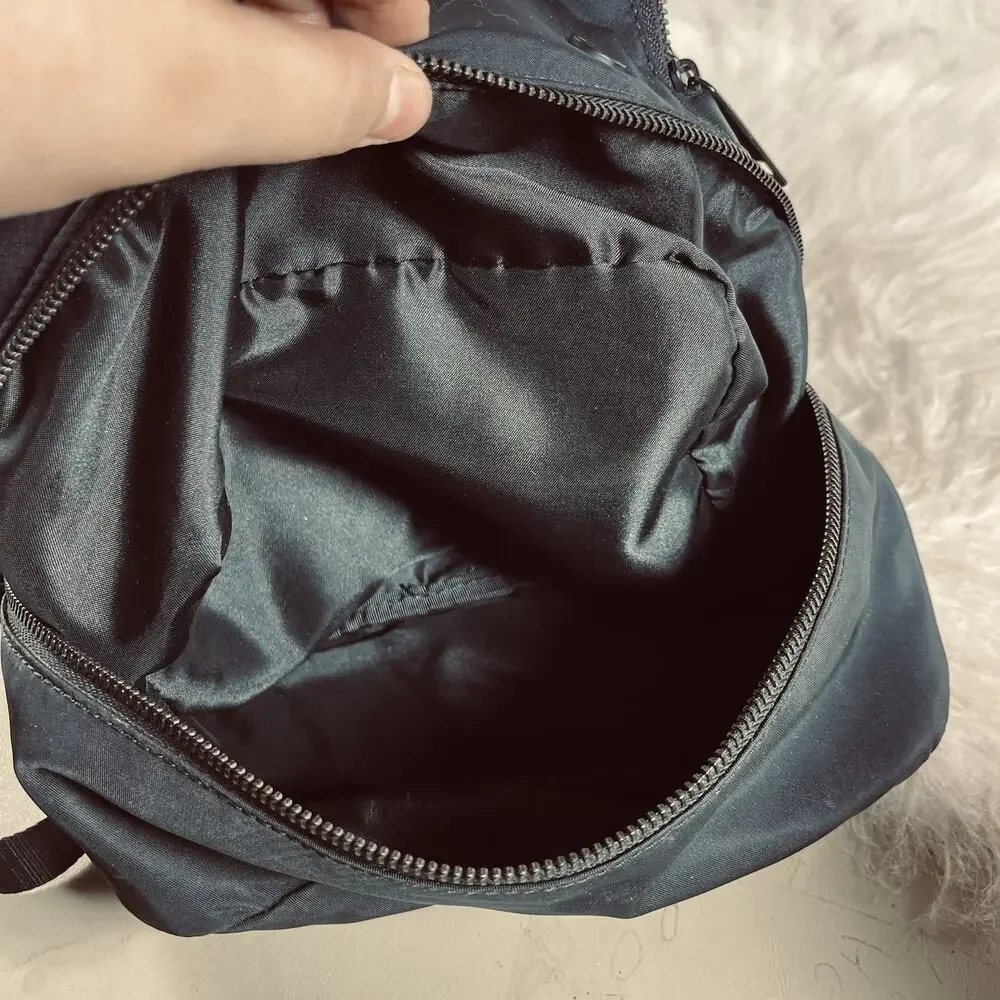 Lululemon Black Nylon Backpack Small Travel Gym Bag Shoe Compartment
